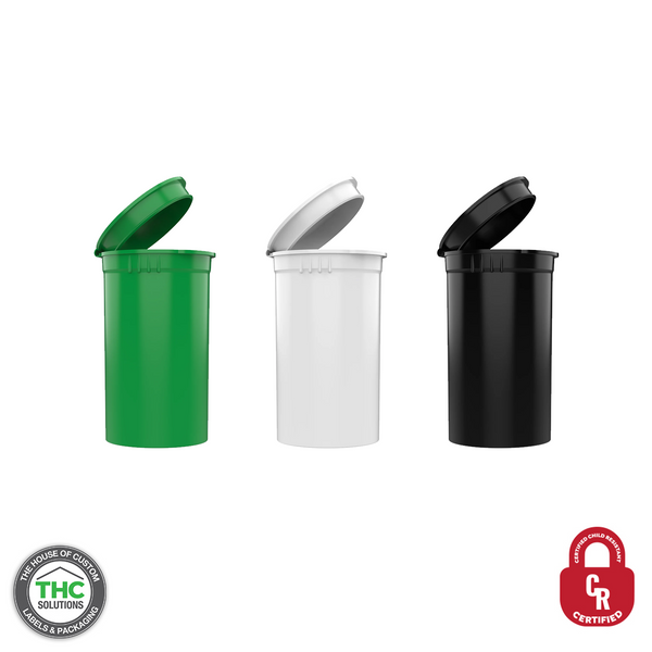 Child Resistant Pop Top Bottle, 19 Dram (Qty 225)