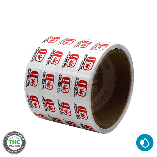 Oklahoma Universal Symbol "Contains THC", 0.6" x 0.85"