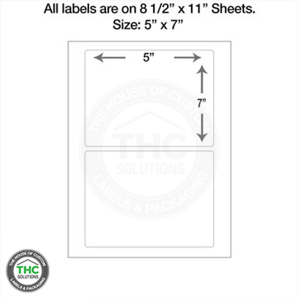 5" x 7" Pressure Sensitive Laser Label (2 per sheet) 1,000 labels