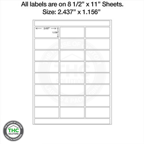 Pressure Sensitive Laser Printable 2.437" x 1.156" (24 per sheet) 1008 p/pk