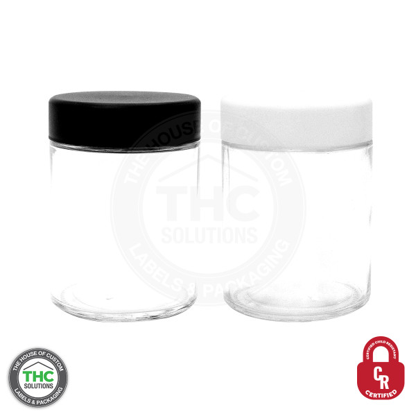 THCR 4oz glass jar with Black and White Lid