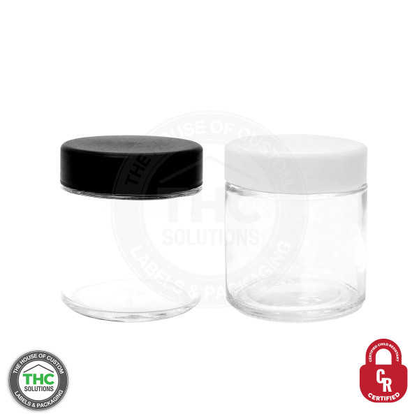 THCR 3oz glass jar with Black and White Lid