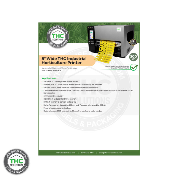 8" Wide THC Industrial Horticulture Spec Sheet