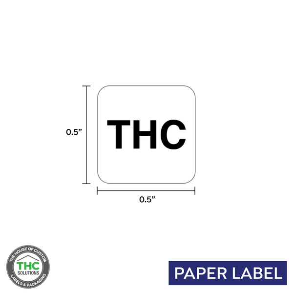 THC Government Warning Symbol,  Generic Square Paper Label,  0.5" x 0.5" (Qty 1,000 Per Roll)