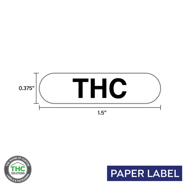 THC Government Warning,  Generic Paper Label,  0.375" x 1.5" (Qty 5,000 Per Roll)