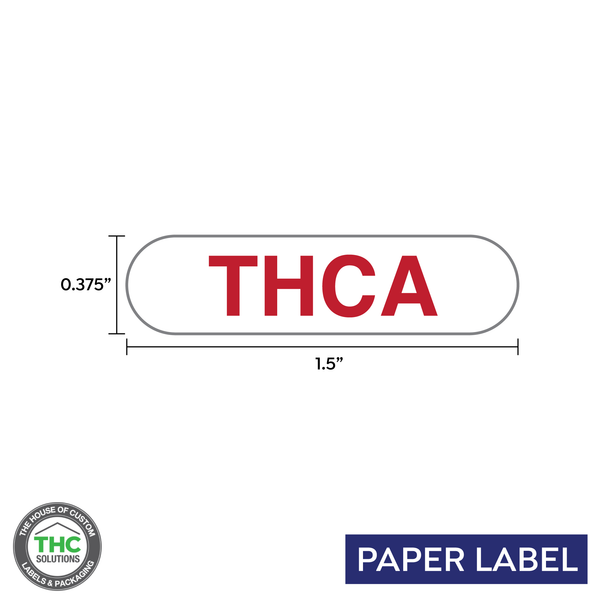 THCA Red Text Government Warning,  Generic Paper Label,  0.375" x 1.5" (Qty 5,000 Per Roll)
