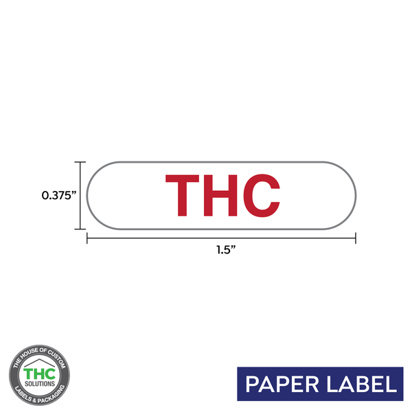 THC Red Text Government Warning,  Generic Paper Label,  0.375" x 1.5" (Qty 5,000 Per Roll)