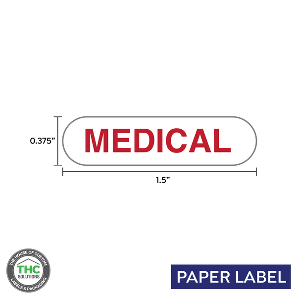 MEDICAL Red Text Government Warning,  Generic Paper Label,  0.375" x 1.5" (Qty 5,000 Per Roll)