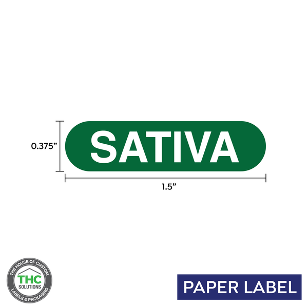 Sativa Green Generic Paper Label,  0.375" x 1.5" (Qty 5,000 Per Roll)