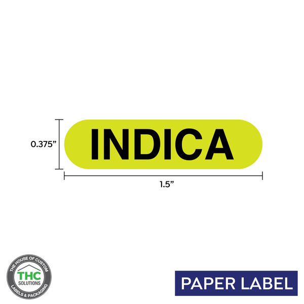 Indica Yellow Generic Paper Label,  0.375" x 1.5" (Qty 5,000 Per Roll)