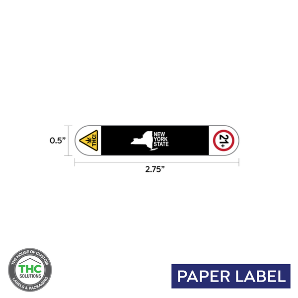 New York Cannabis Tamper Label, rectangle label, Paper Label, 0.5" x 2.75" (Qty 1000 pcs)