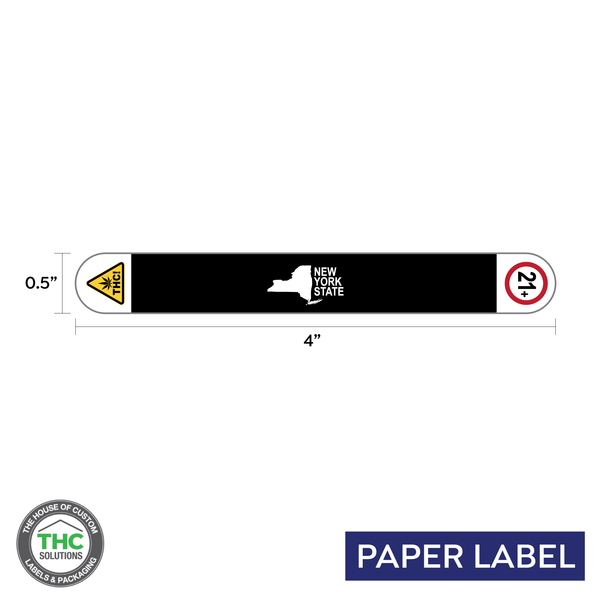 New York Cannabis Tamper Label, rectangle label, Paper Label, 0.5" x 4" (Qty 1000 pcs)